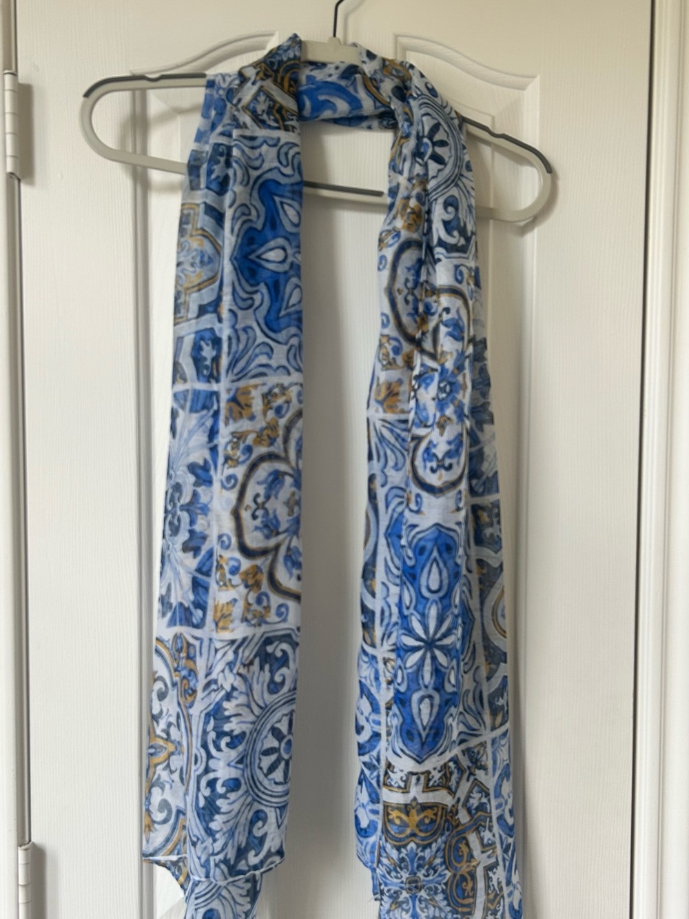 Blue and Gold Paisley Design Scarf - Picture 2 of 6